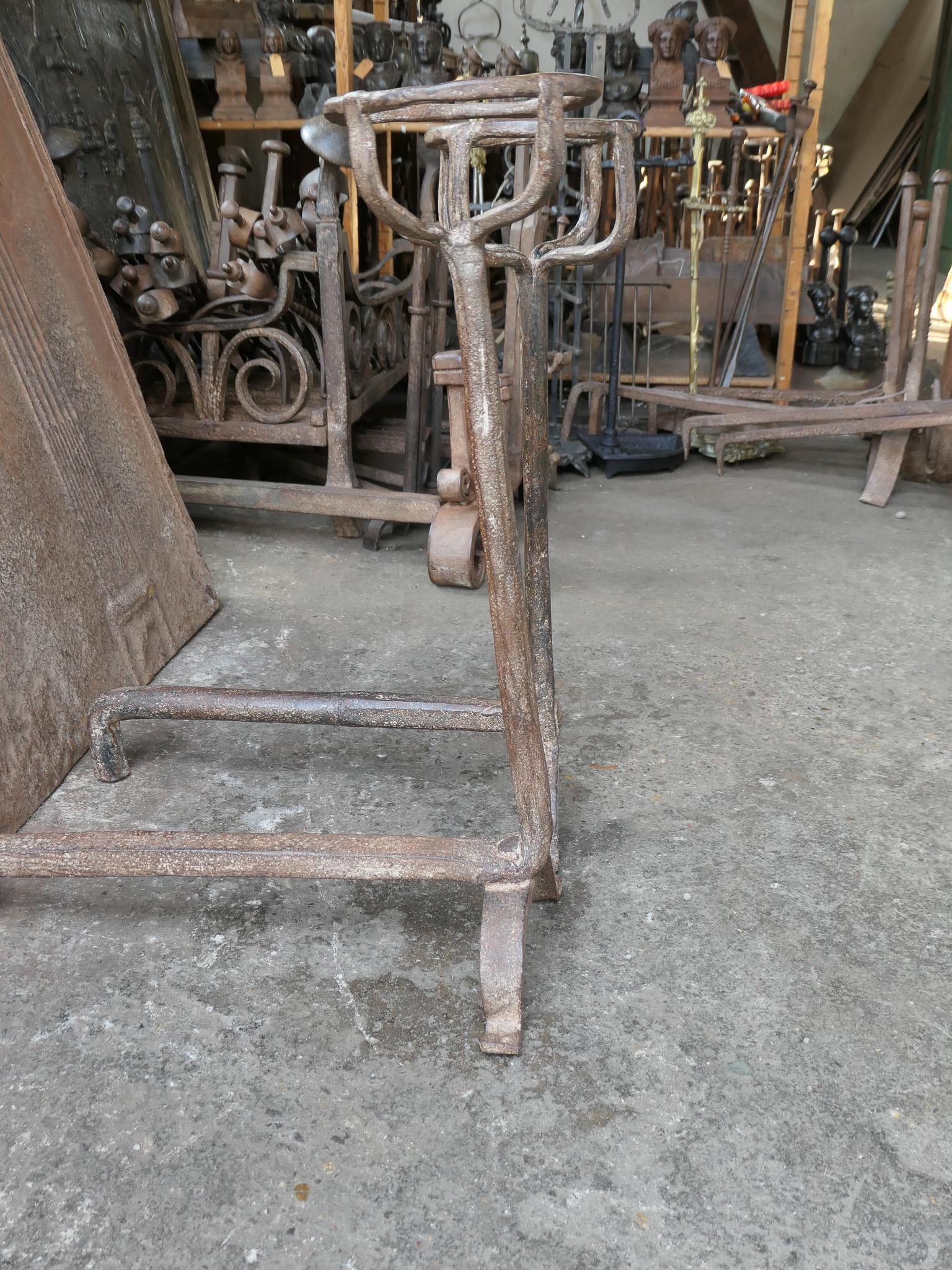 18th Century French Fire Andirons, Gothic Style For Sale 7