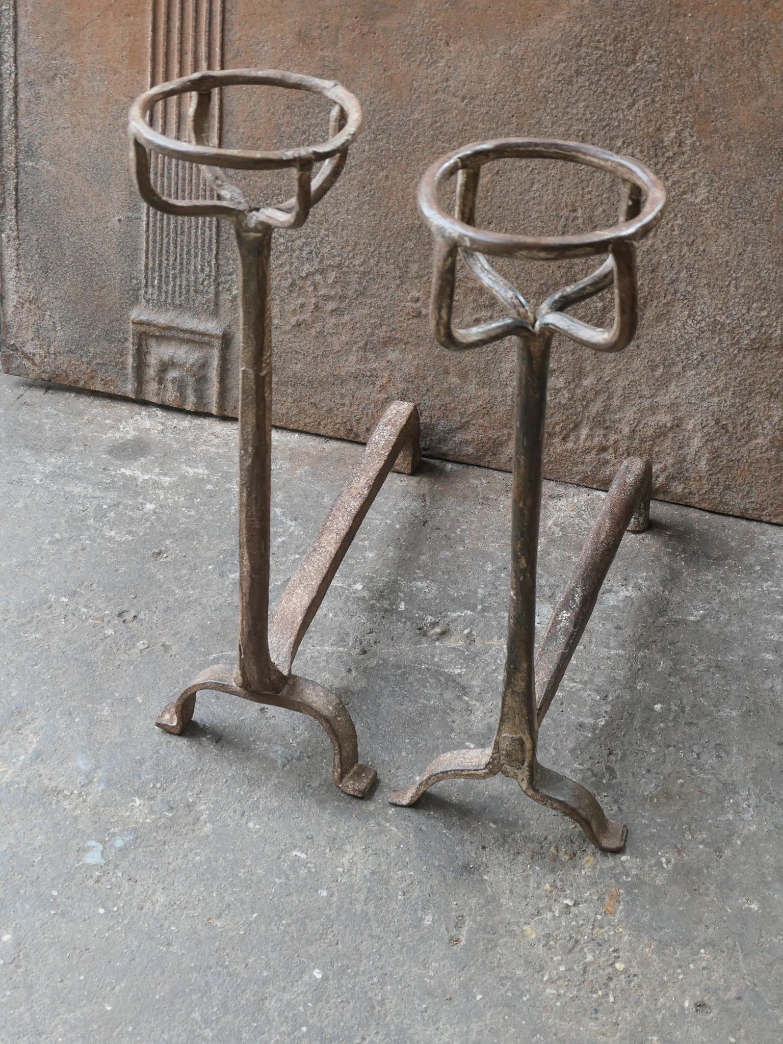 18th Century French Fire Andirons, Gothic Style In Good Condition For Sale In Soest, NL