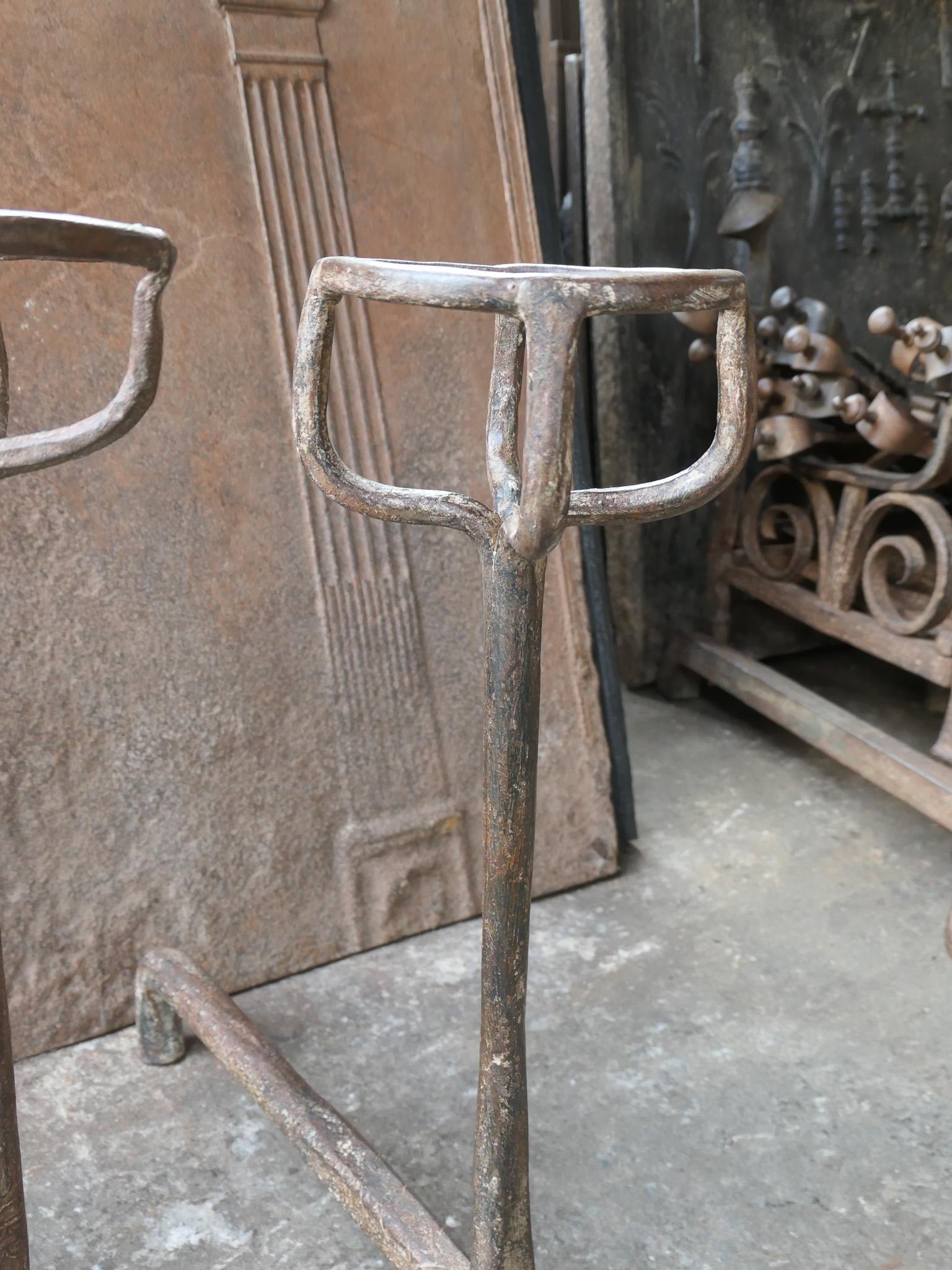 18th Century French Fire Andirons, Gothic Style For Sale 1