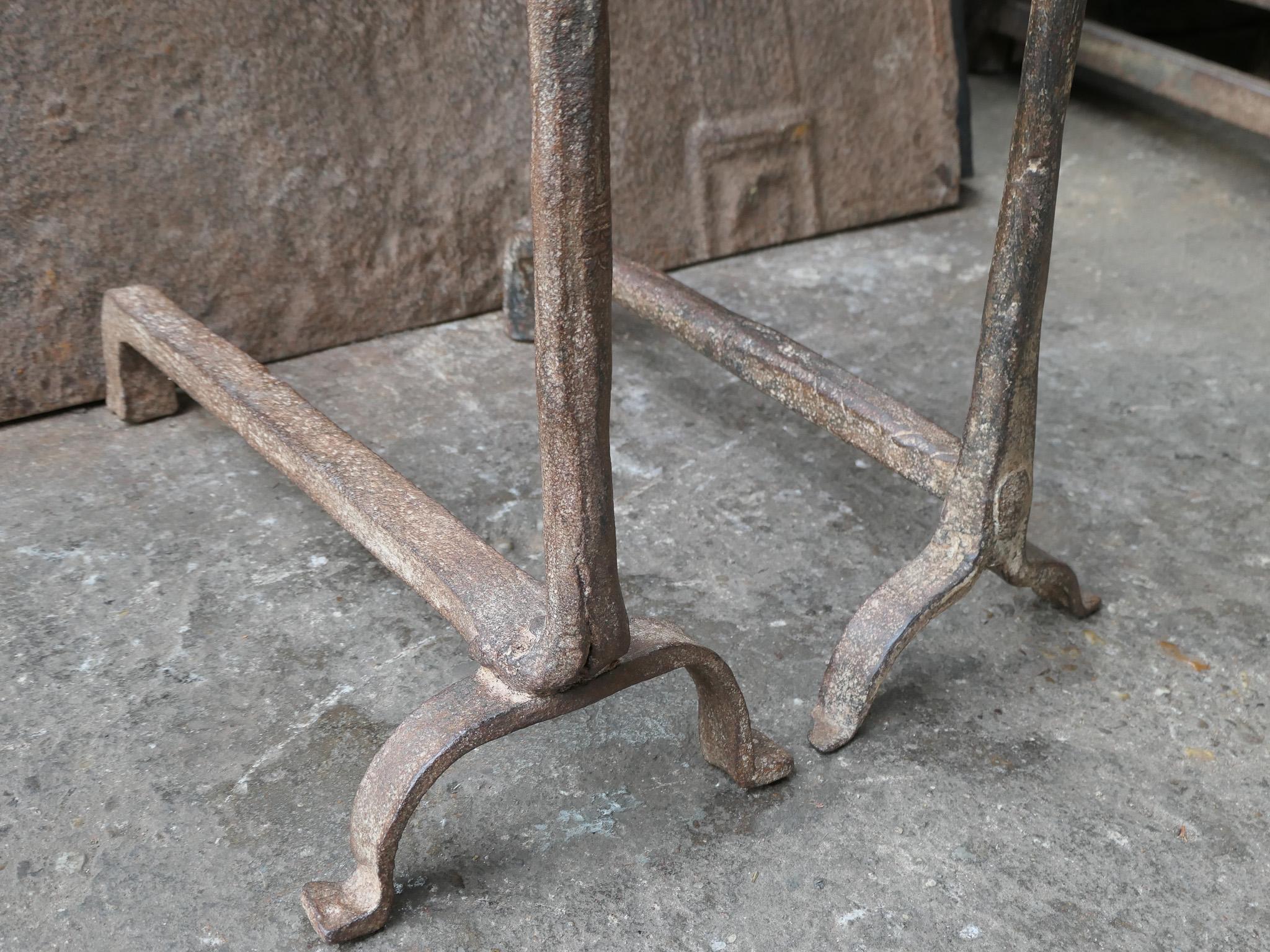 18th Century French Fire Andirons, Gothic Style For Sale 4