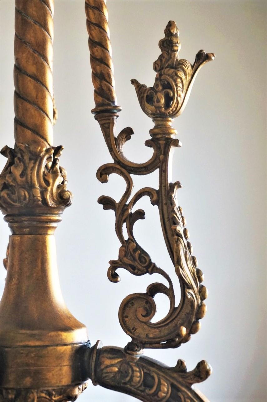 18th Century French Fire-Gilded Bronze Electried Church Chandelier For Sale 7