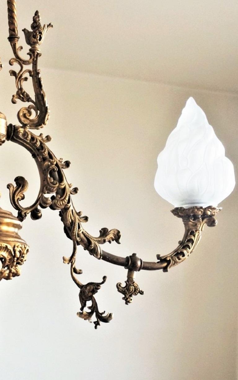18th Century French Fire-Gilded Bronze Electried Church Chandelier For Sale 8
