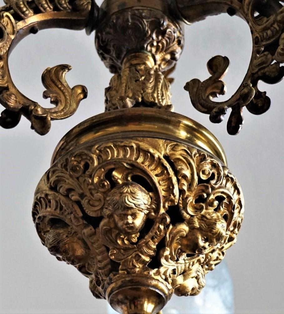 18th Century French Fire-Gilded Bronze Electried Church Chandelier For Sale 2