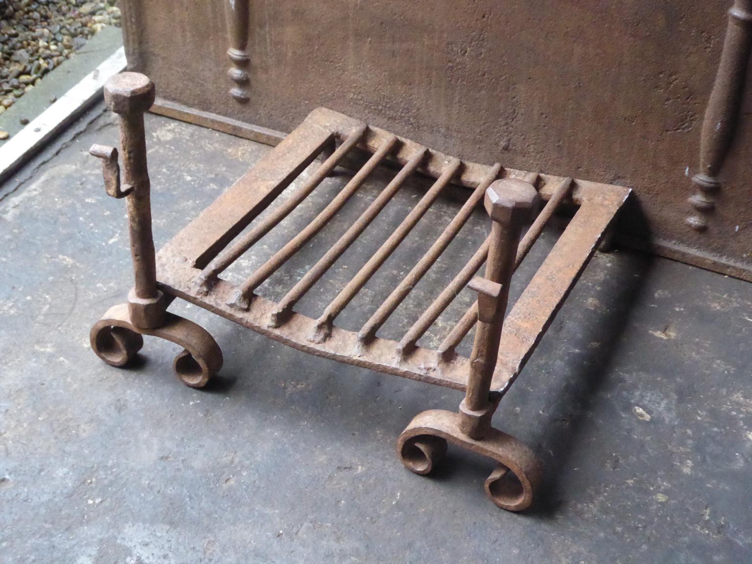 Forged 18th Century French Fire Grate, Fireplace Grate