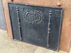 18th Century French Fireback / Backsplash 'Pillars with Medieval IHS Monogram'