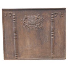Antique 18th Century French Fireback / Backsplash 'Pillars with Medieval IHS Monogram'
