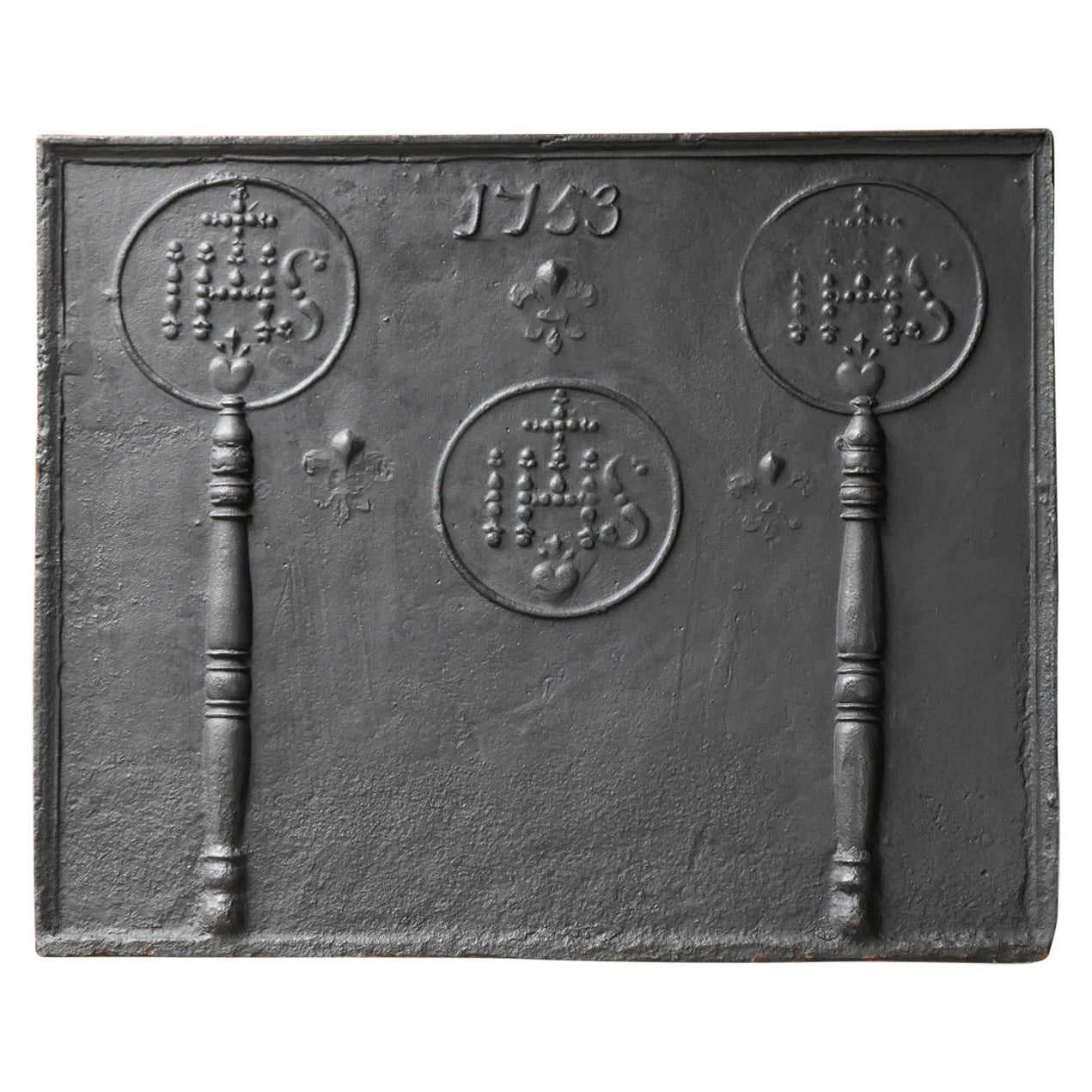 18th Century French Fireback /  Backsplash with Pillars and Fleurs de Lys