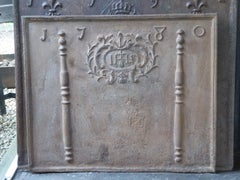 18th Century French Fireback / Backsplash 'Pillars with Medieval IHS Monogram'