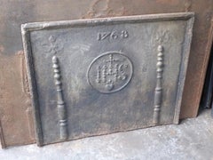 18th Century French Fireback 'Pillars with Medieval IHS Monogram'