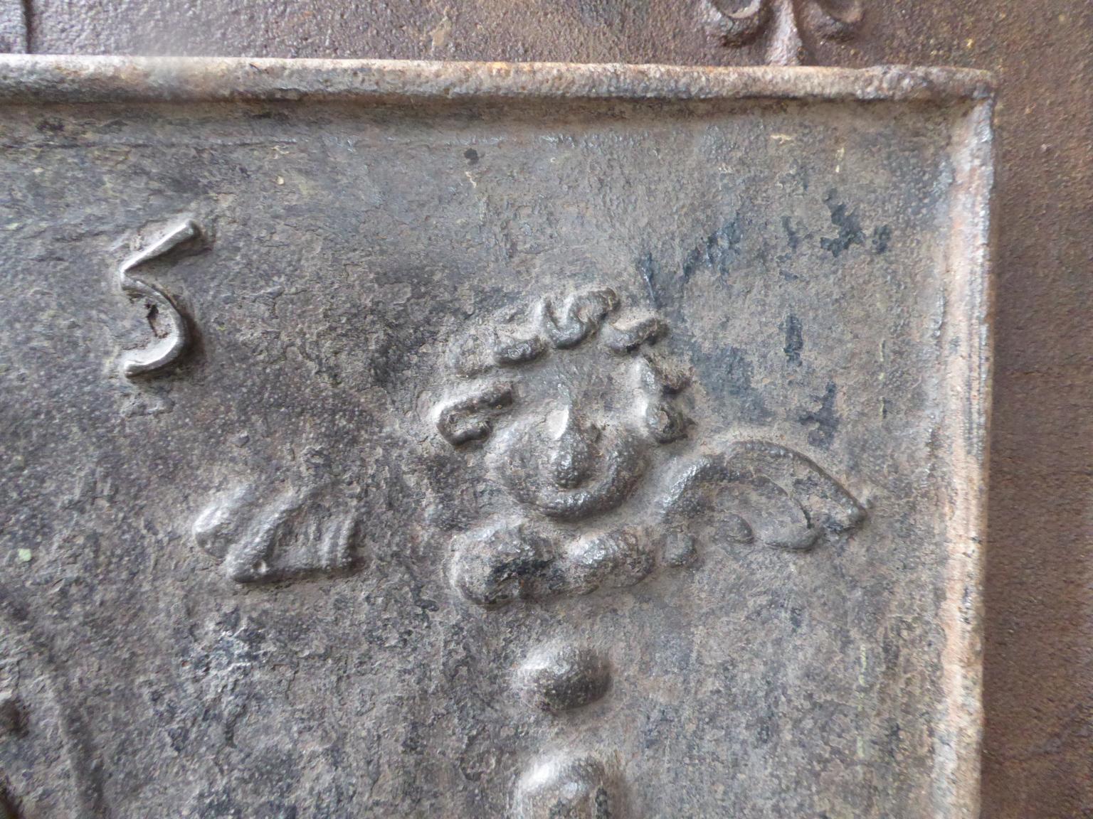 18th Century and Earlier 18th Century French Fireback 'Pillars with Medieval IHS Monogram'