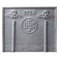 18th Century French Fireback Pillars with Medieval IHS Monogram