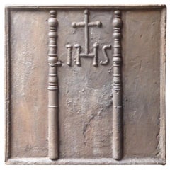 18th Century French Fireback 'Pillars with Medieval IHS Monogram'