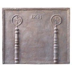 18th Century French Fireback 'Pillars with Medieval IHS Monograms