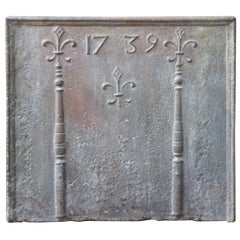 18th Century French Fireback with Pillars and Fleur de Lys