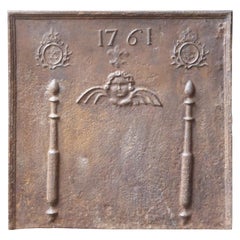 18th Century French Fireback with Pillars and Fleur de Lys