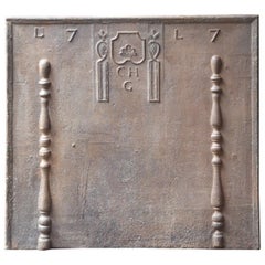 18th Century French Fireback with Pillars of Hercules and Decoration