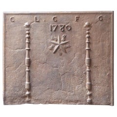 18th Century French Fireback with Pillars of Hercules and Decoration