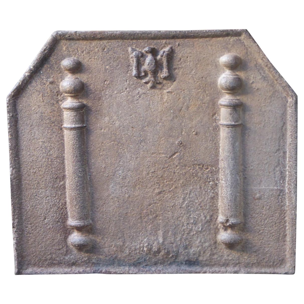 18th Century French Fireback with Pillars of Hercules and Decoration