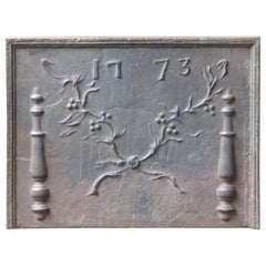 18th Century French Fireback with Pillars of Hercules and Decoration