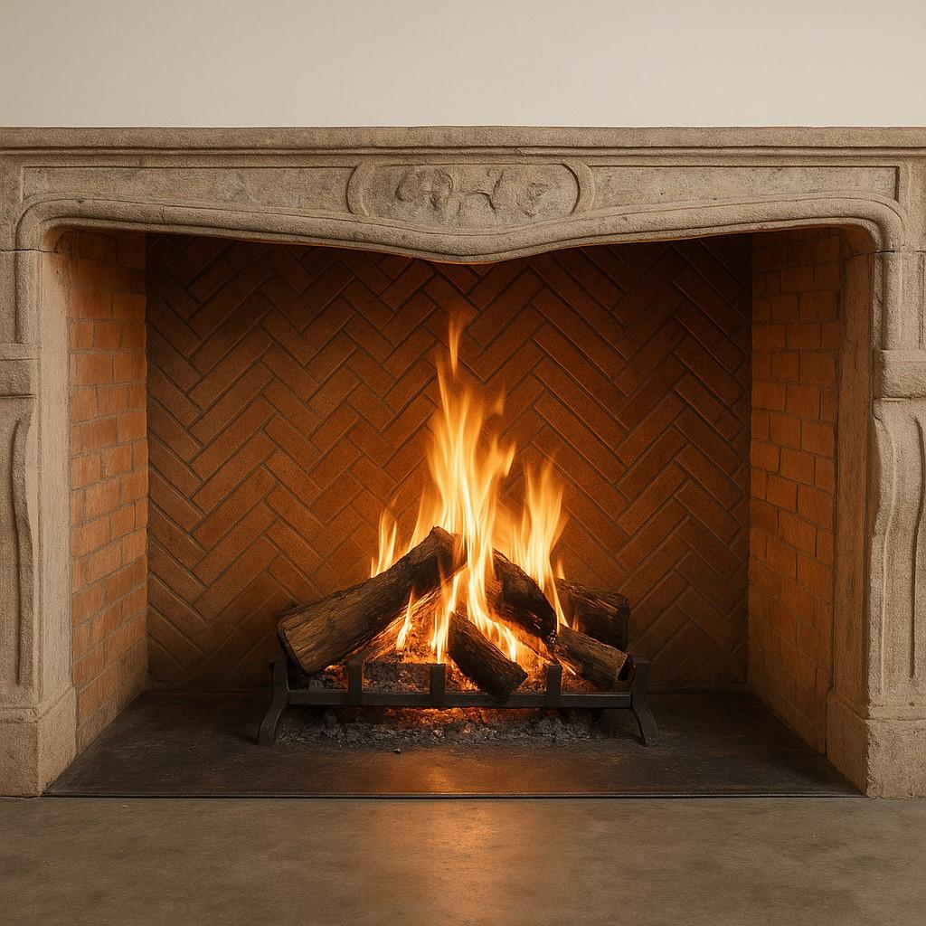 Elevate your interior with the architectural authenticity and timeless elegance of this 18th century French fireplace mantel, expertly hand-carved in bi-color Buxy limestone. Sourced from the historic Saône-et-Loire region in Burgundy, this