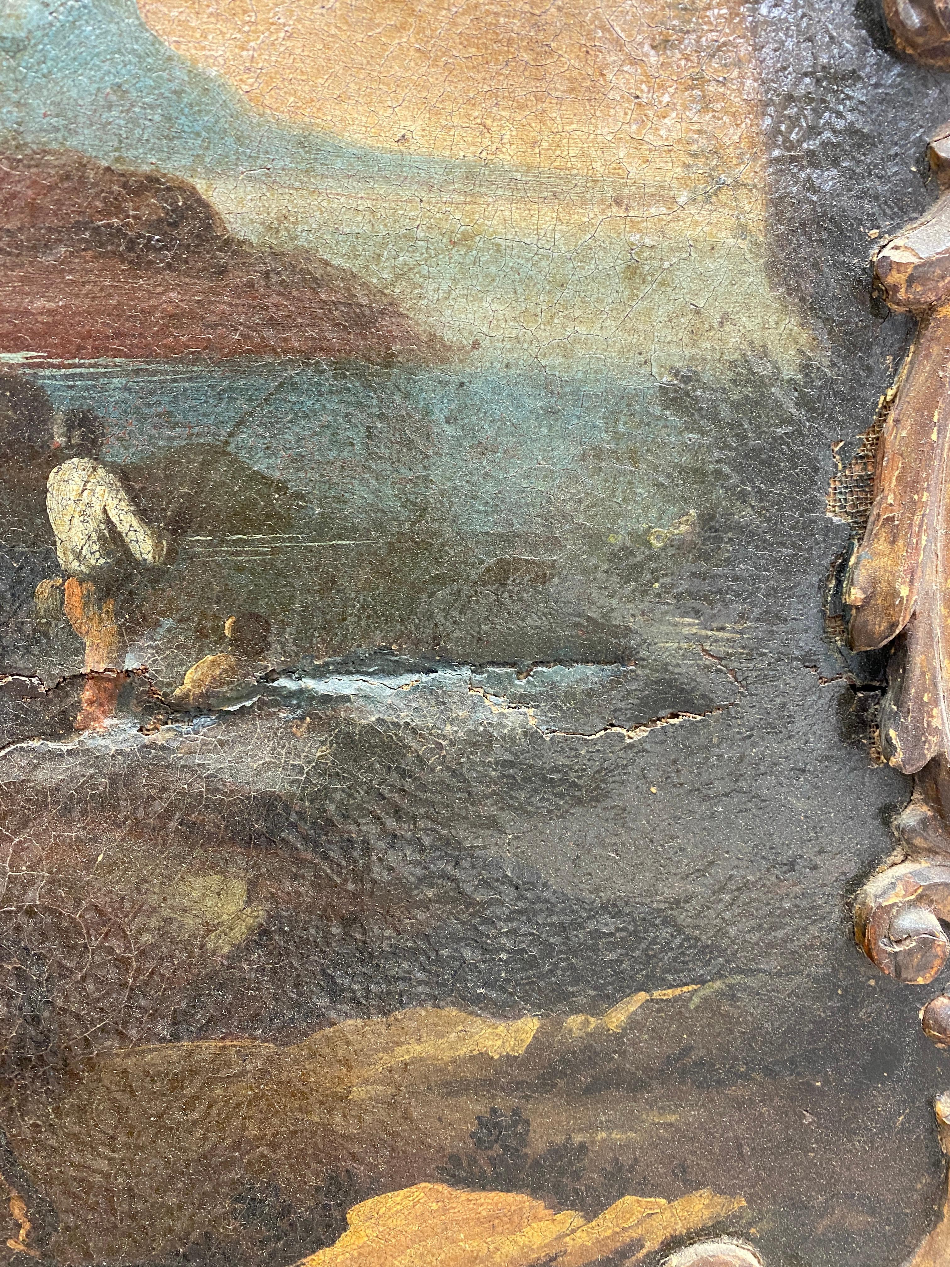 Hand-Painted 18th Century French Fireplace Screen with Oil painting