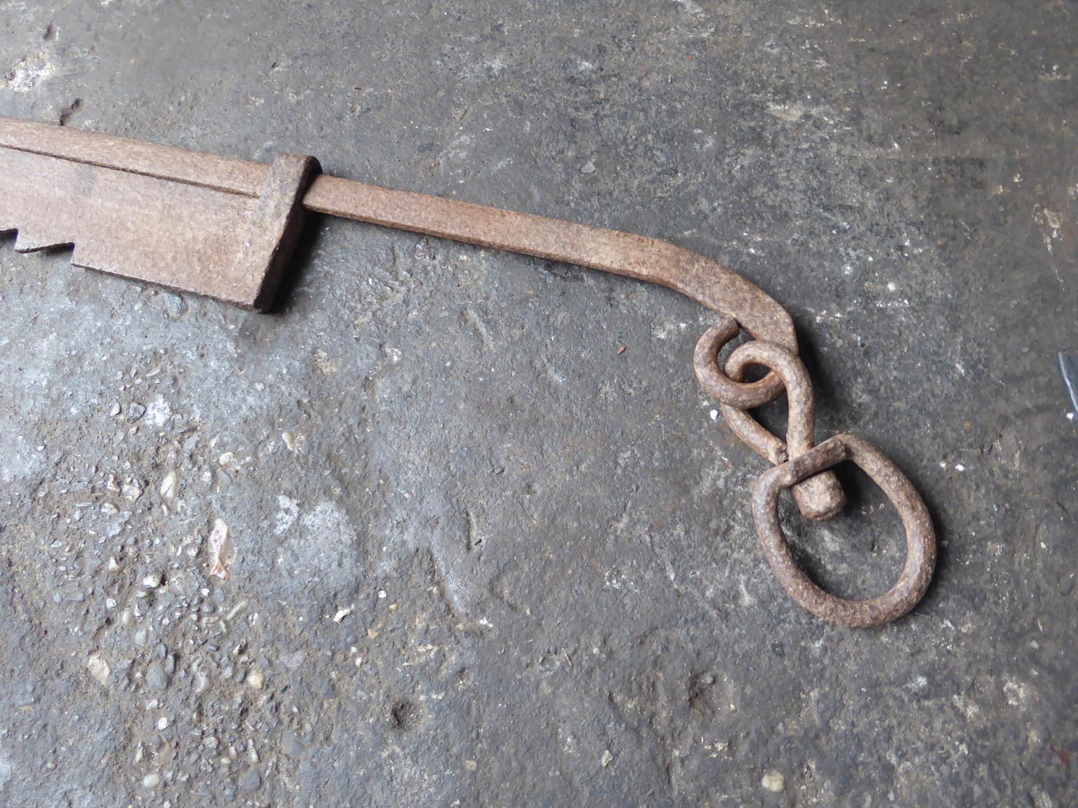 Wrought Iron 18th Century French Fireplace Trammel or Hanger
