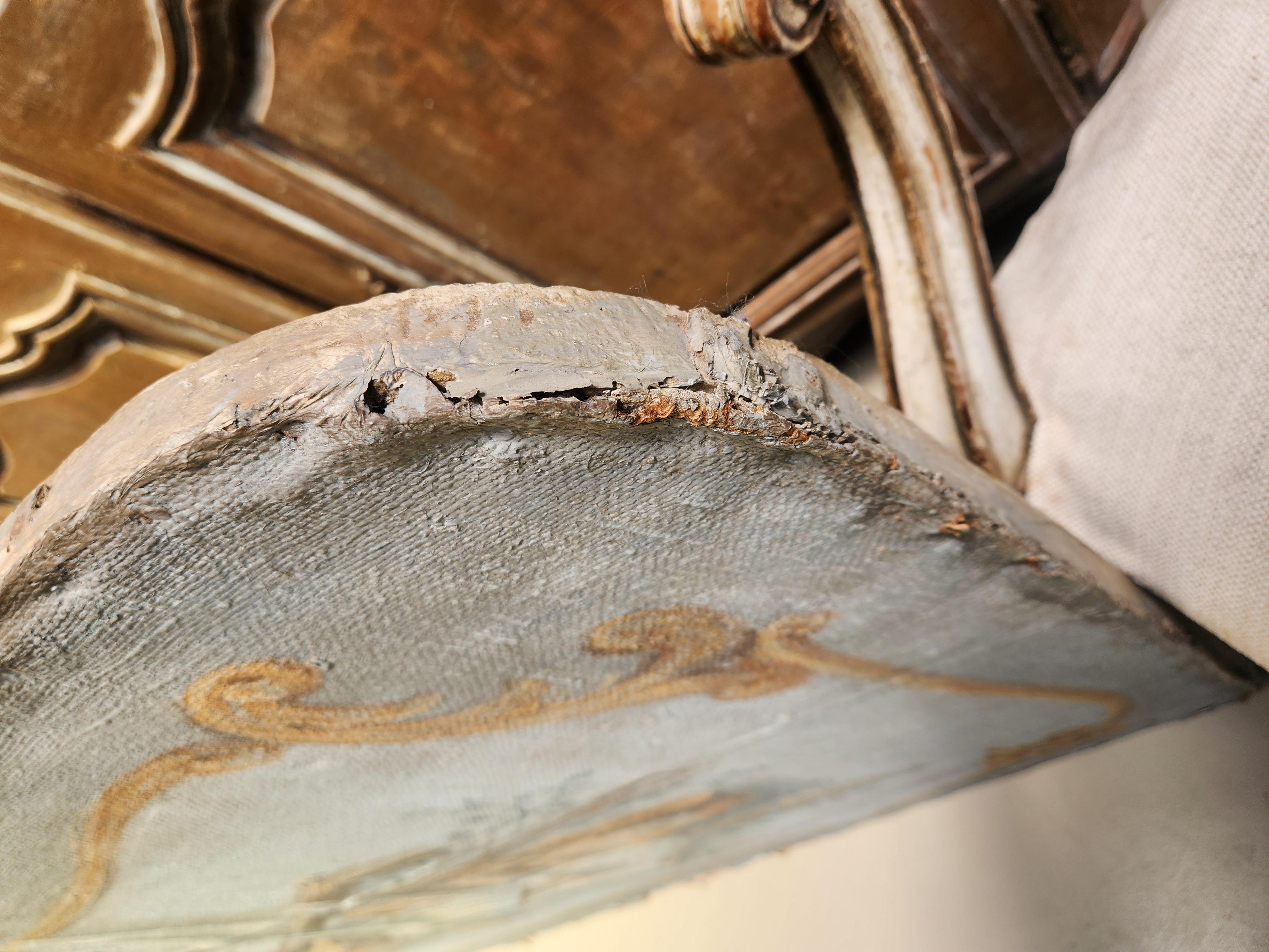 18th Century French Firescreen-Painted Oil on Cancas, Wood Panel im Angebot 1