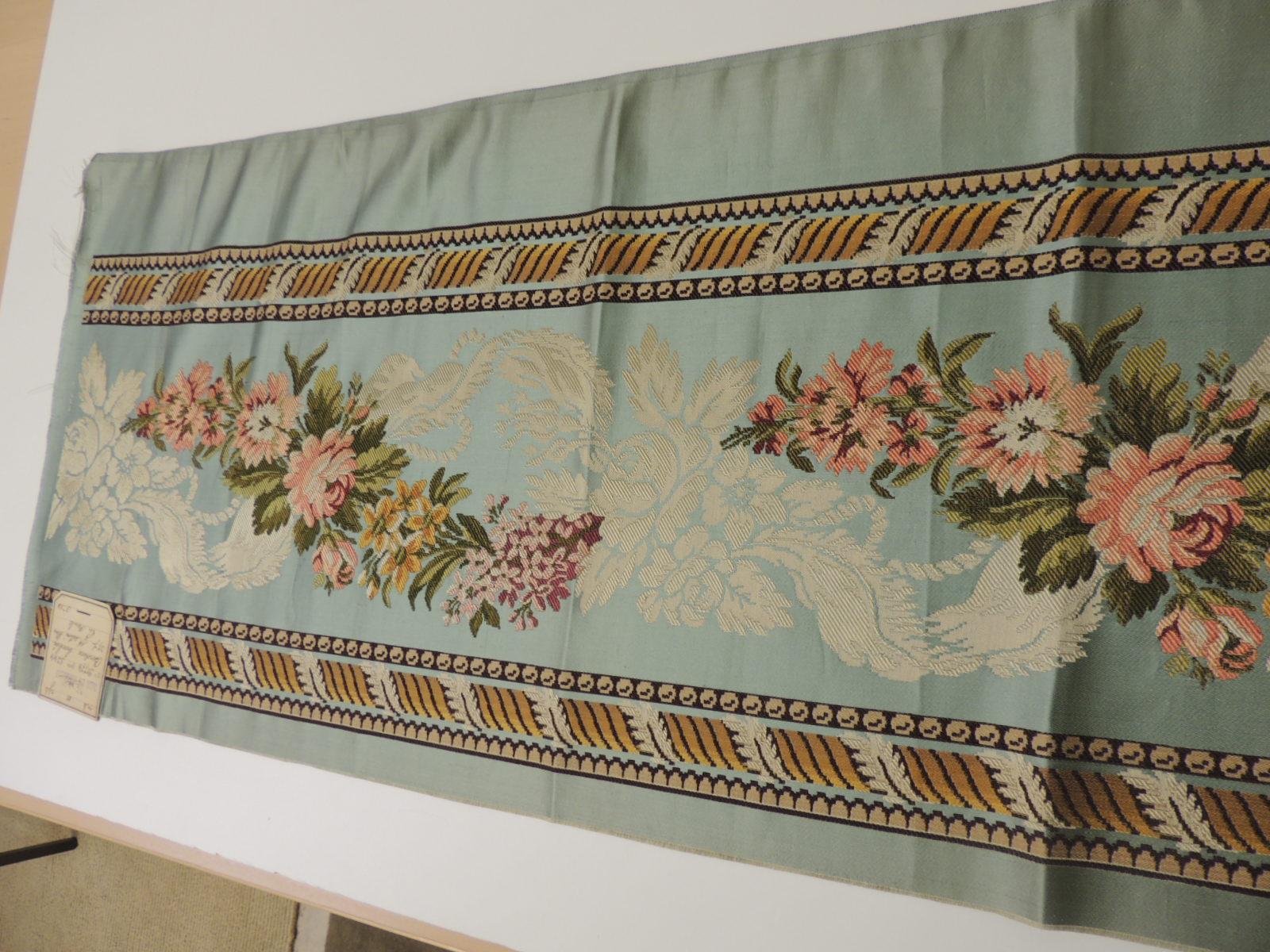 Hand-Crafted 18th Century French Floral Green and Pink Silk Brocade Textile For Sale