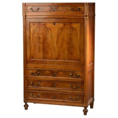 18th Century French Folding Secrétaire in Walnut Veneer, Époque Directoire