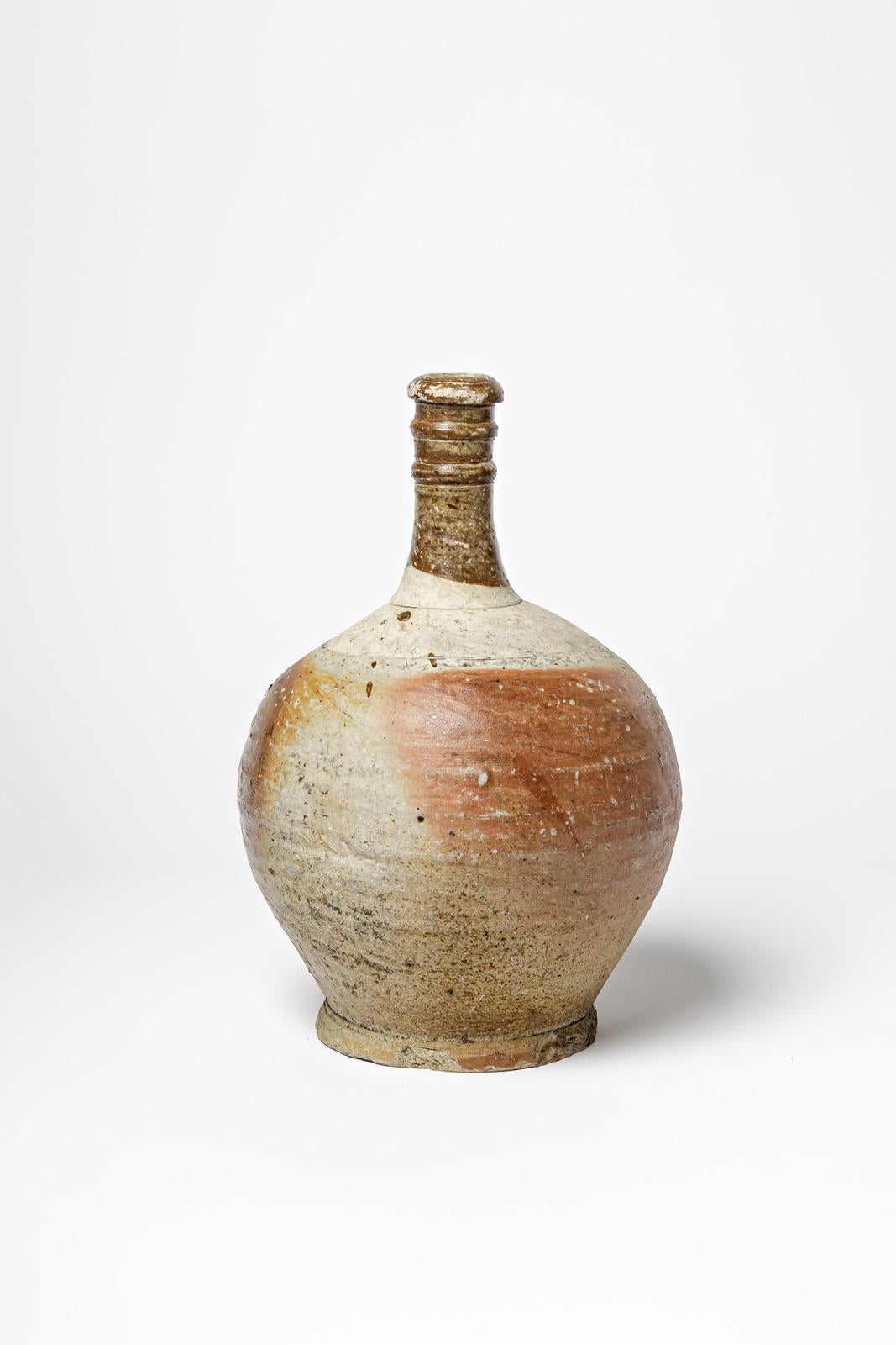 Vase ou bouteille en céramique d'art populaire français du 18ème siècle réalisé à La Borne Bon état - En vente à Neuilly-en- sancerre, FR