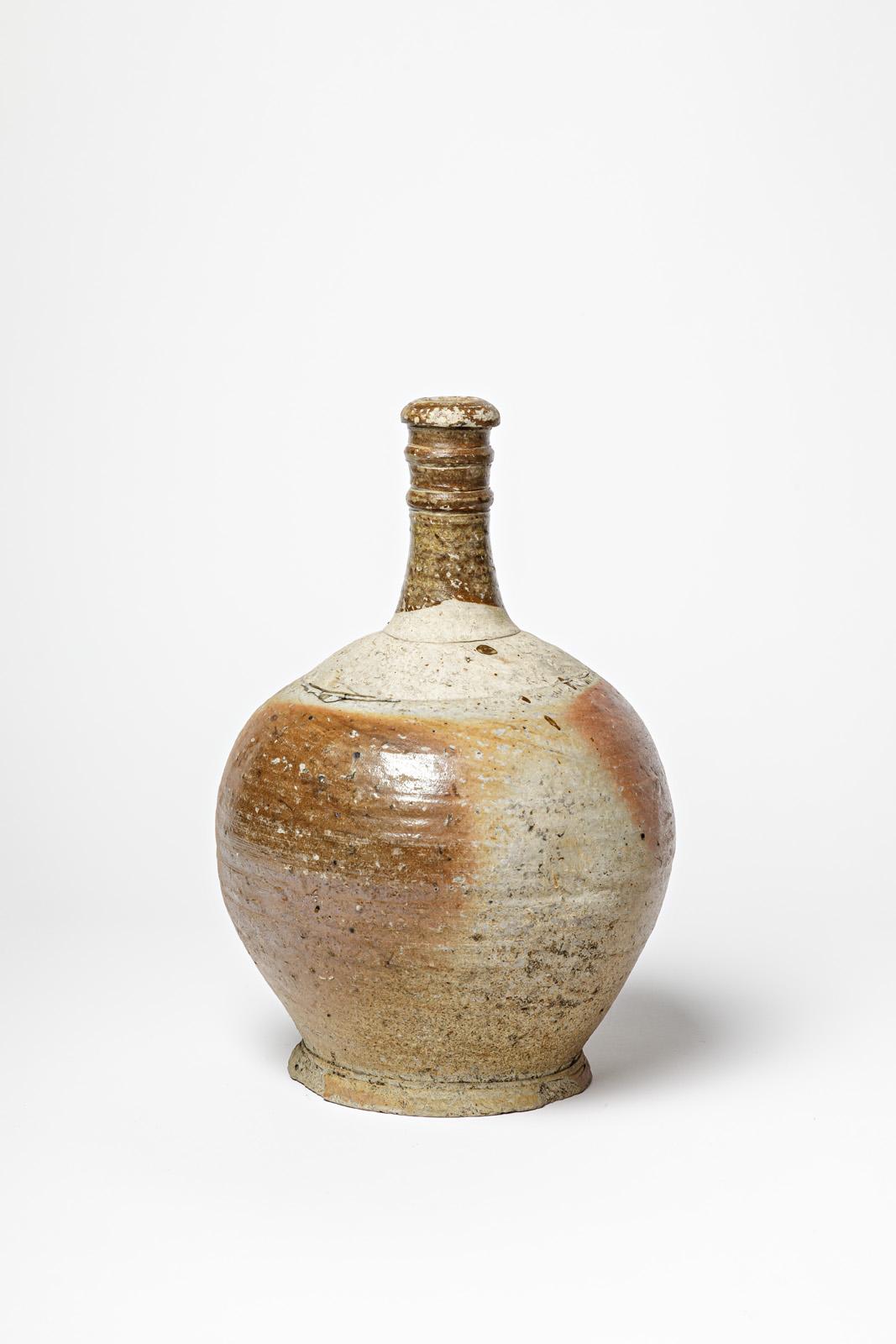 18th Century French Folk Antic Art Ceramic Bottle or Vase Realised in La Borne  For Sale 1