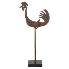 18th Century, French Folk Art Hand Forged Iron Rooster Finial Ornament