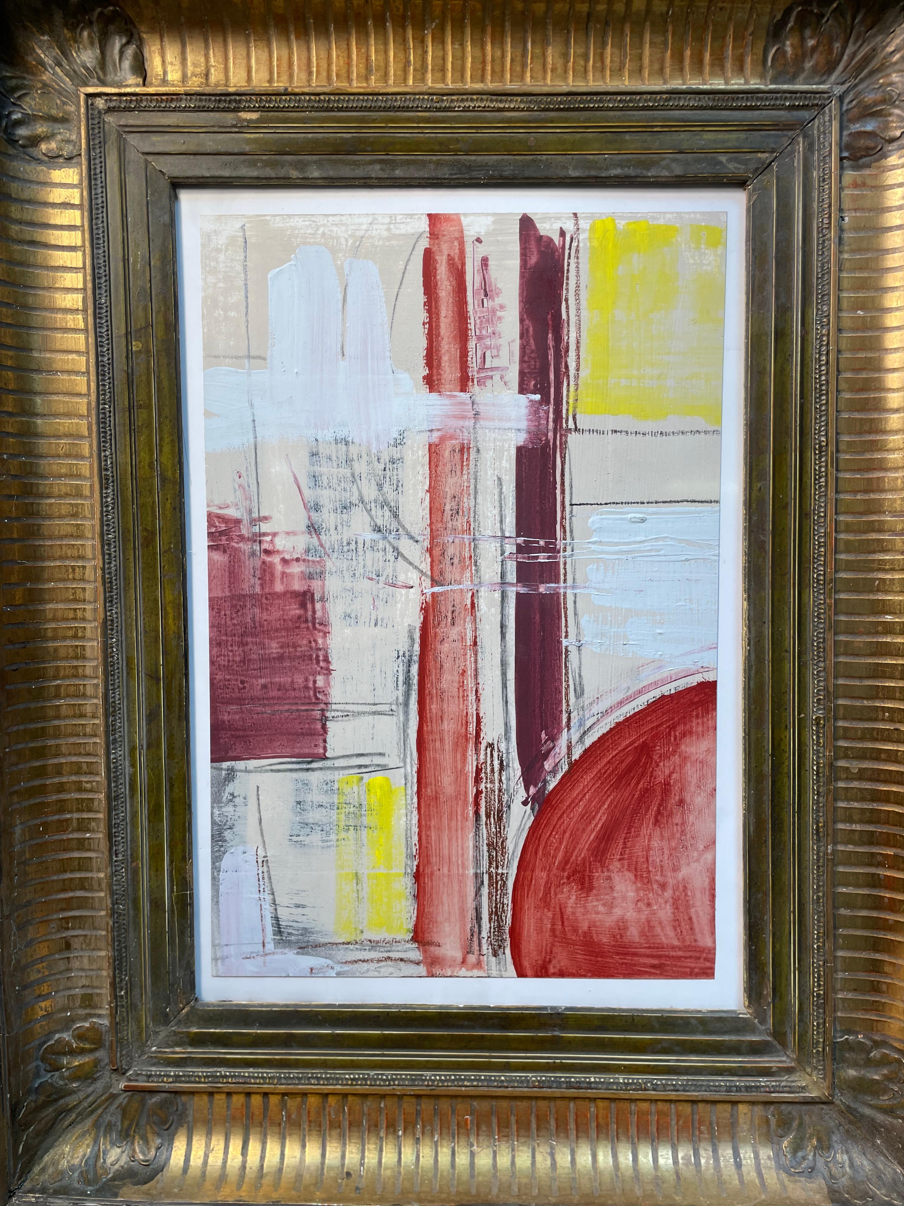 18th Century French Frame with Modern Contemporary Art In Good Condition For Sale In Los Angeles, CA