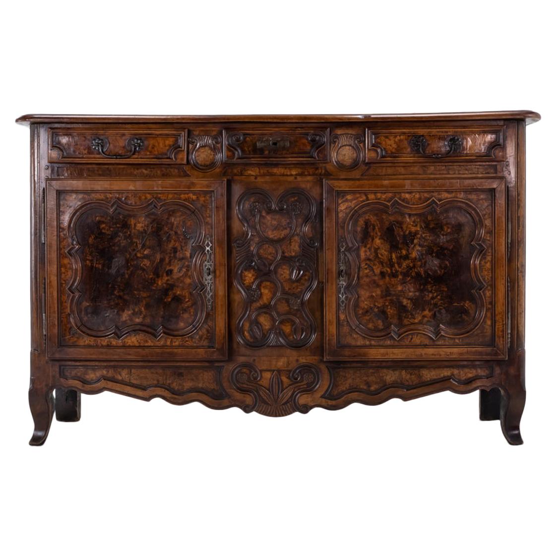 18th Century French Fruitwood and Burr Ash Buffet