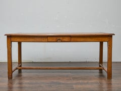 18th Century French Fruitwood Farm Table with H-Stretcher and Warm Patina