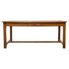 18th Century French Fruitwood Farm Table with H-Stretcher and Warm Patina