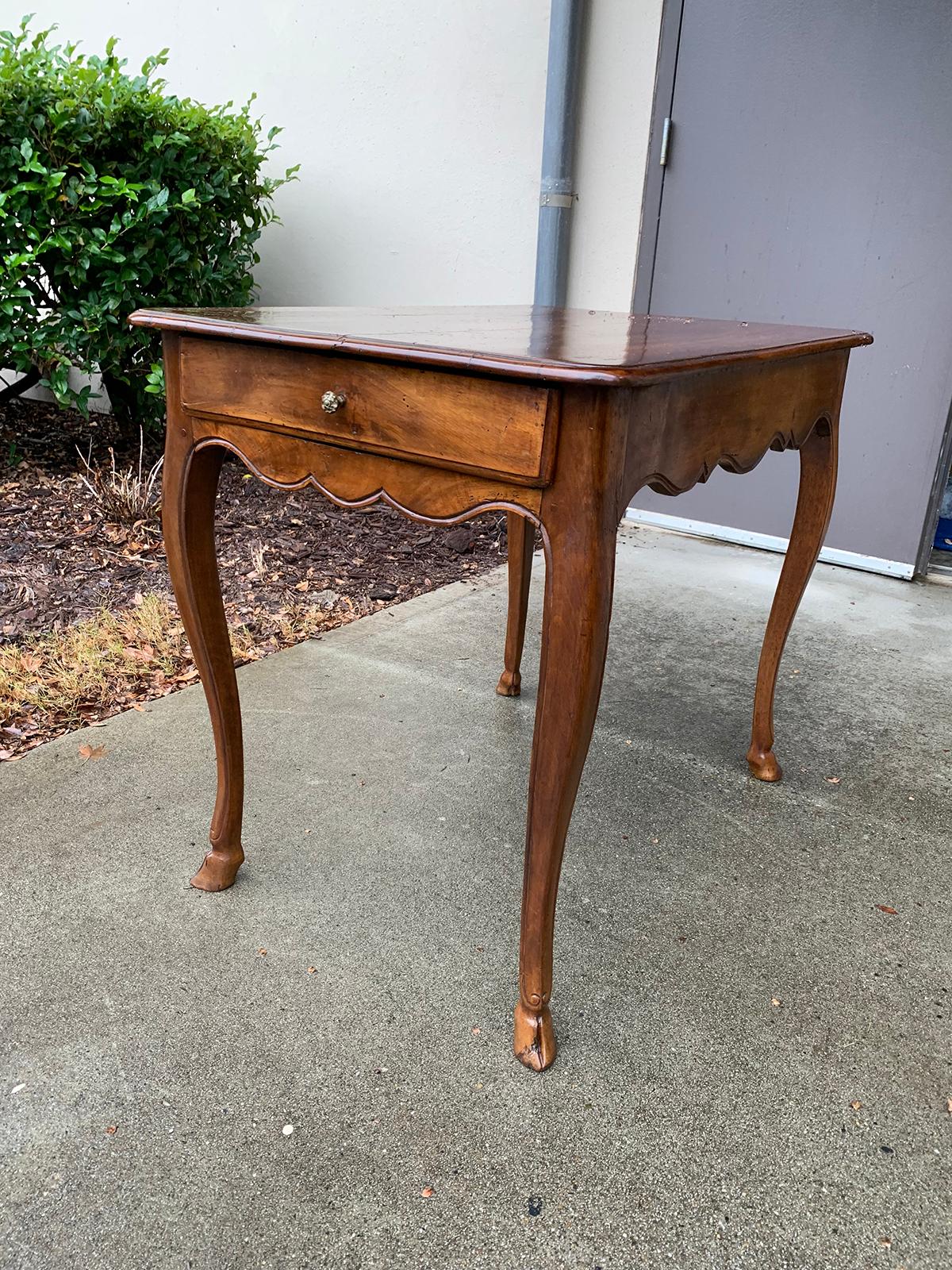 18th Century French Fruitwood Side Table, Original Hoof Feet In Good Condition In Atlanta, GA