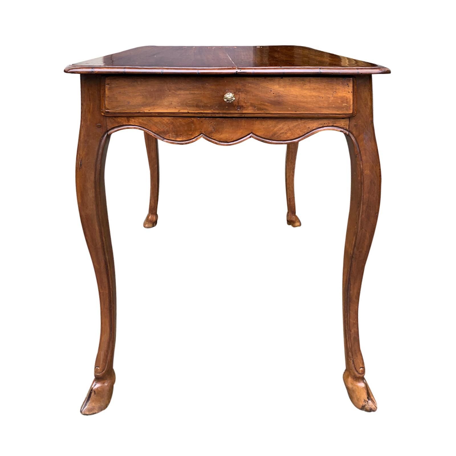 18th Century French Fruitwood Side Table, Original Hoof Feet