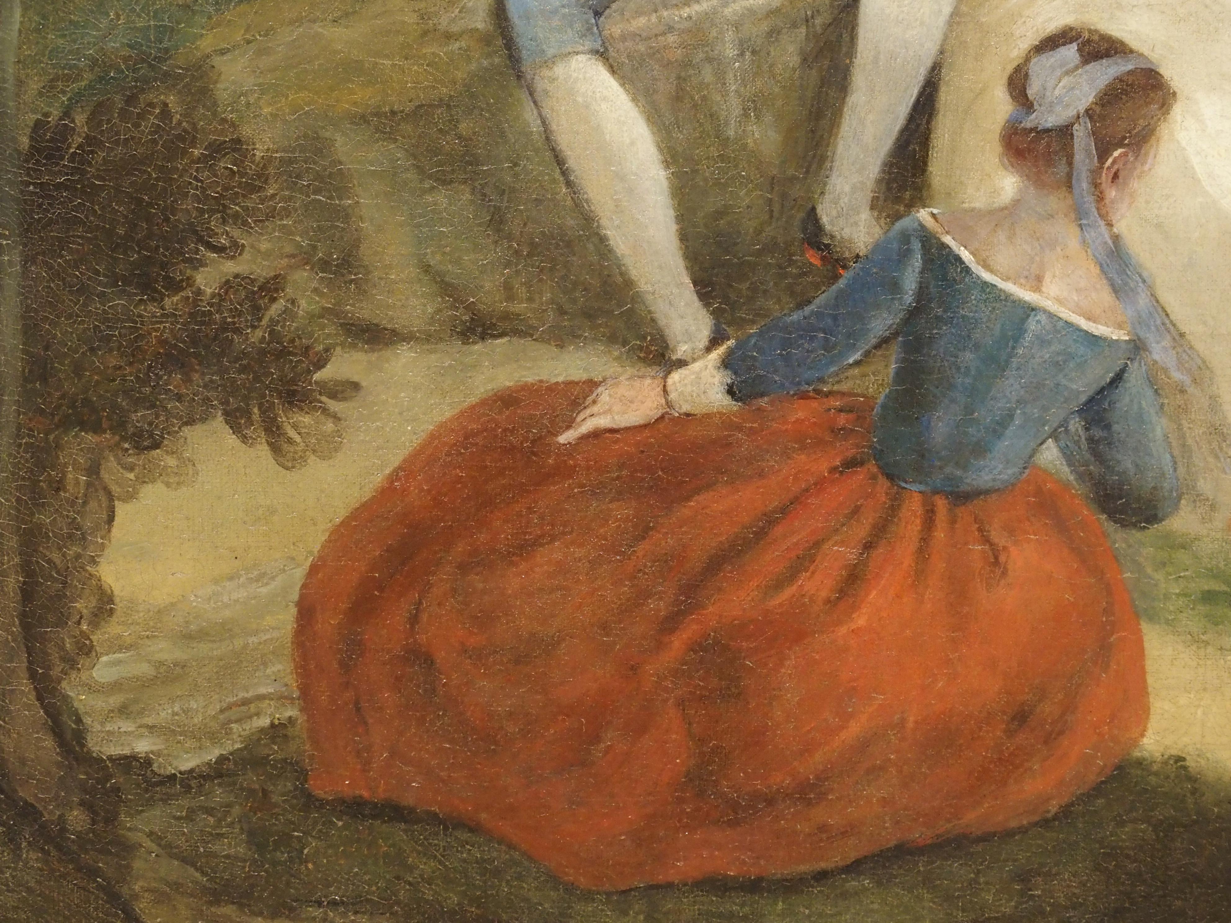 18th Century French Genre Scene Overdoor Painting, circa 1770 For Sale 6