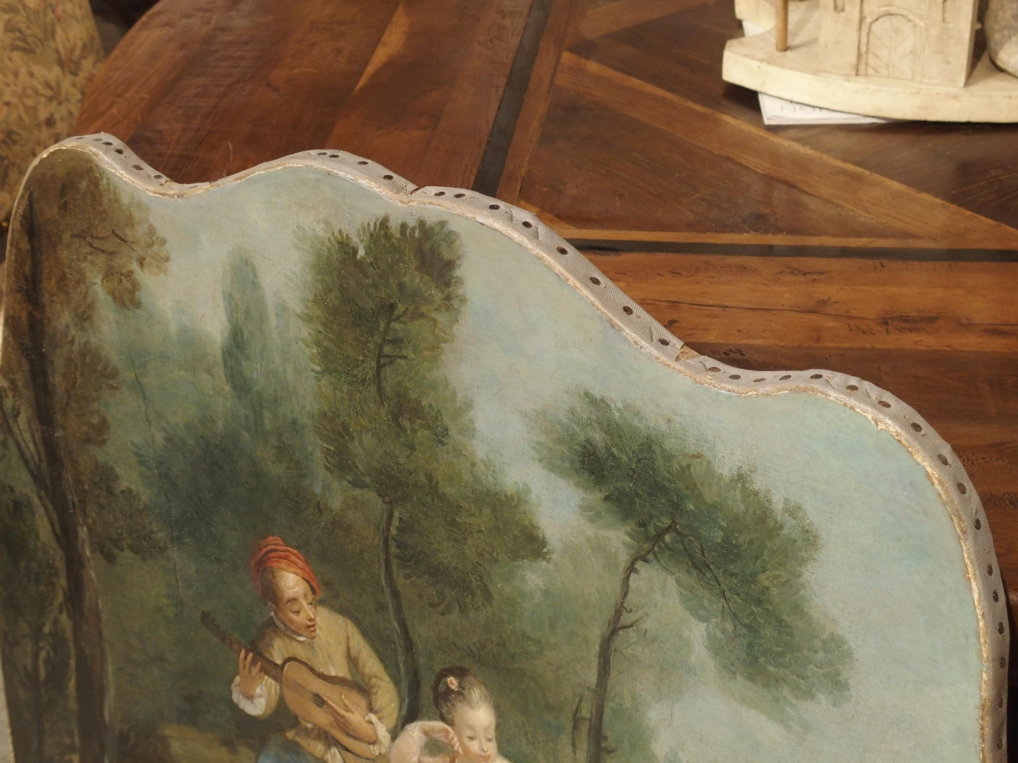 18th Century French Genre Scene Overdoor Painting, circa 1770 For Sale 10