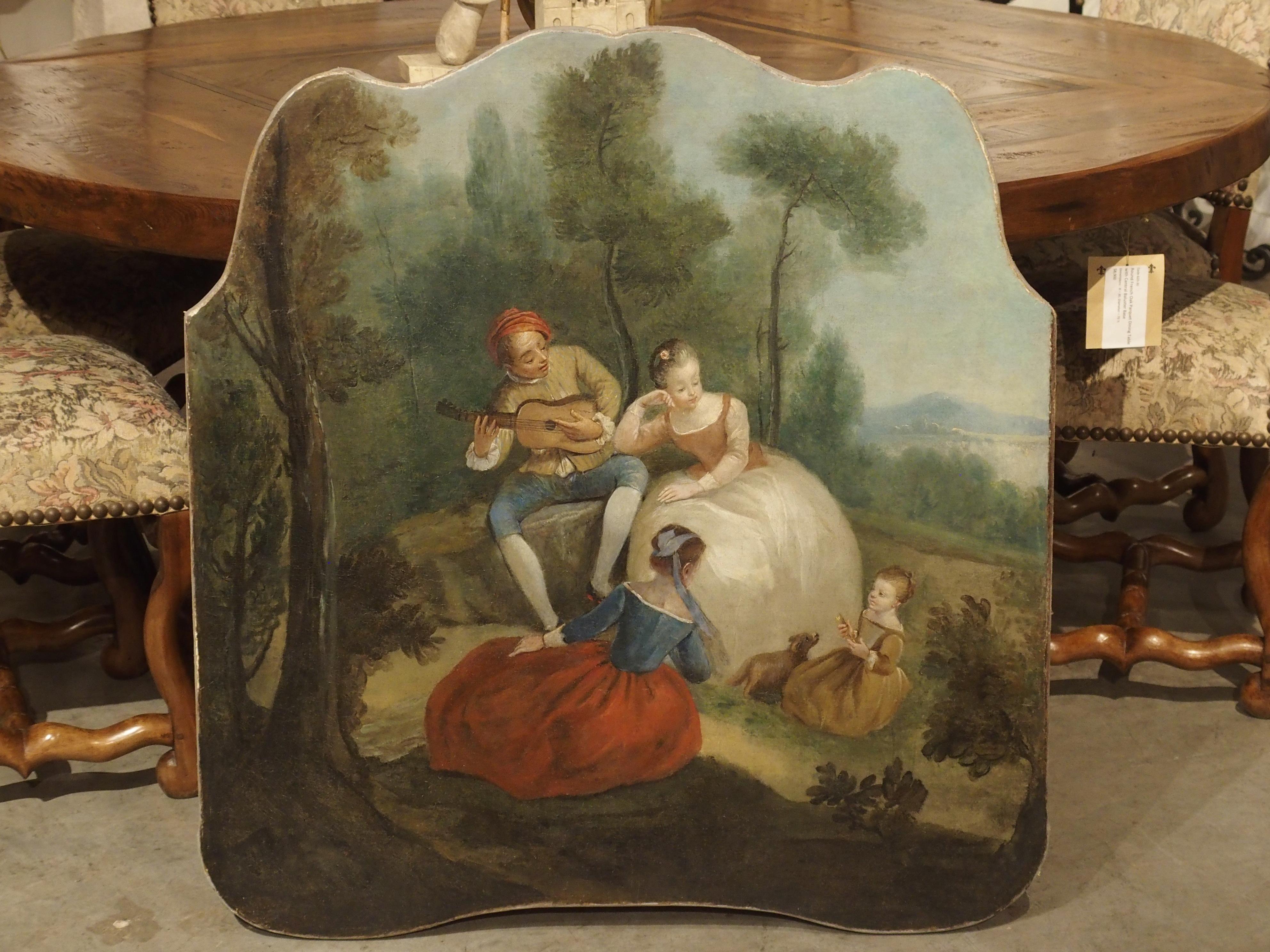 18th Century French Genre Scene Overdoor Painting, circa 1770 For Sale 13