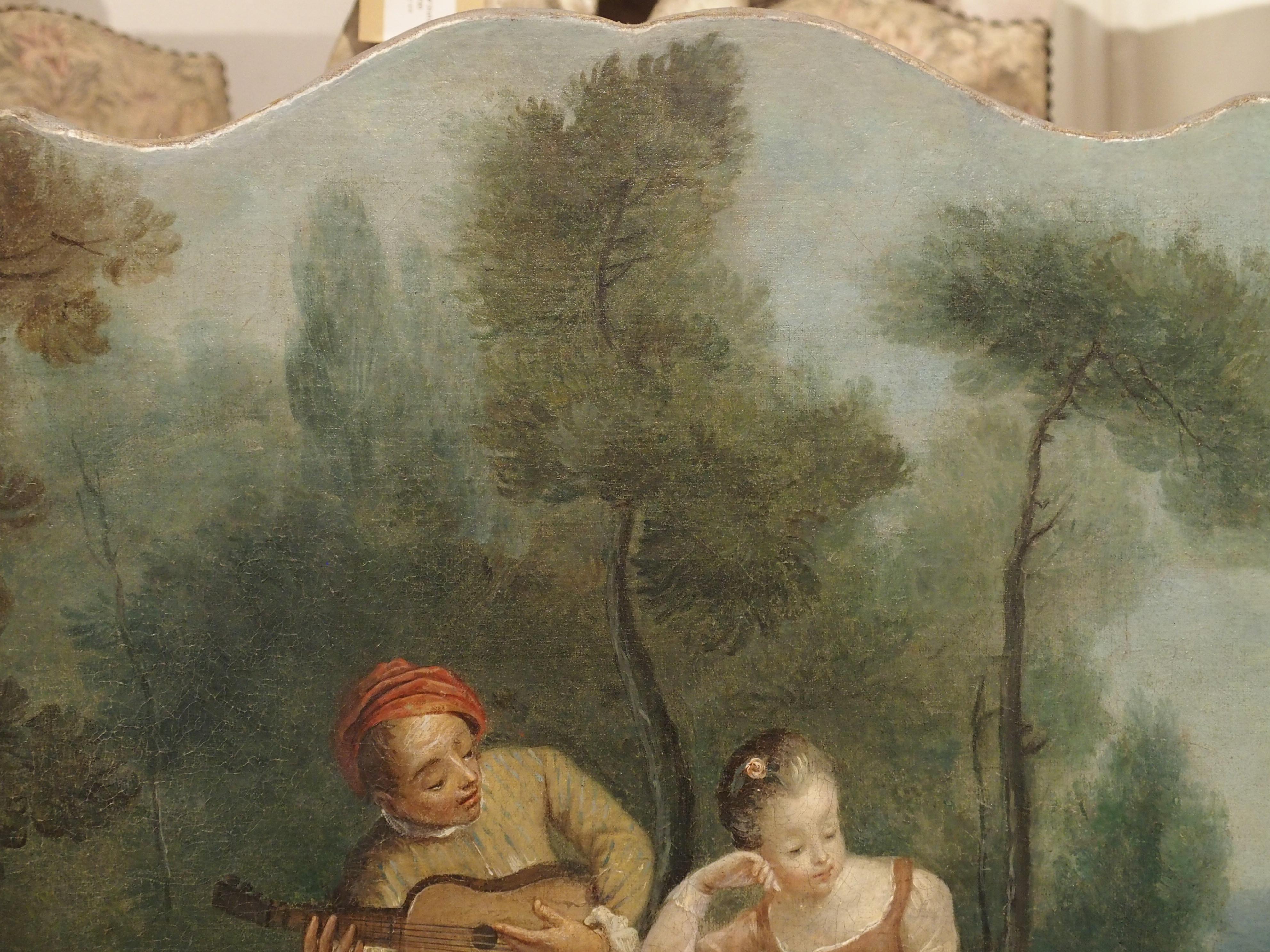 18th Century French Genre Scene Overdoor Painting, circa 1770 For Sale 2