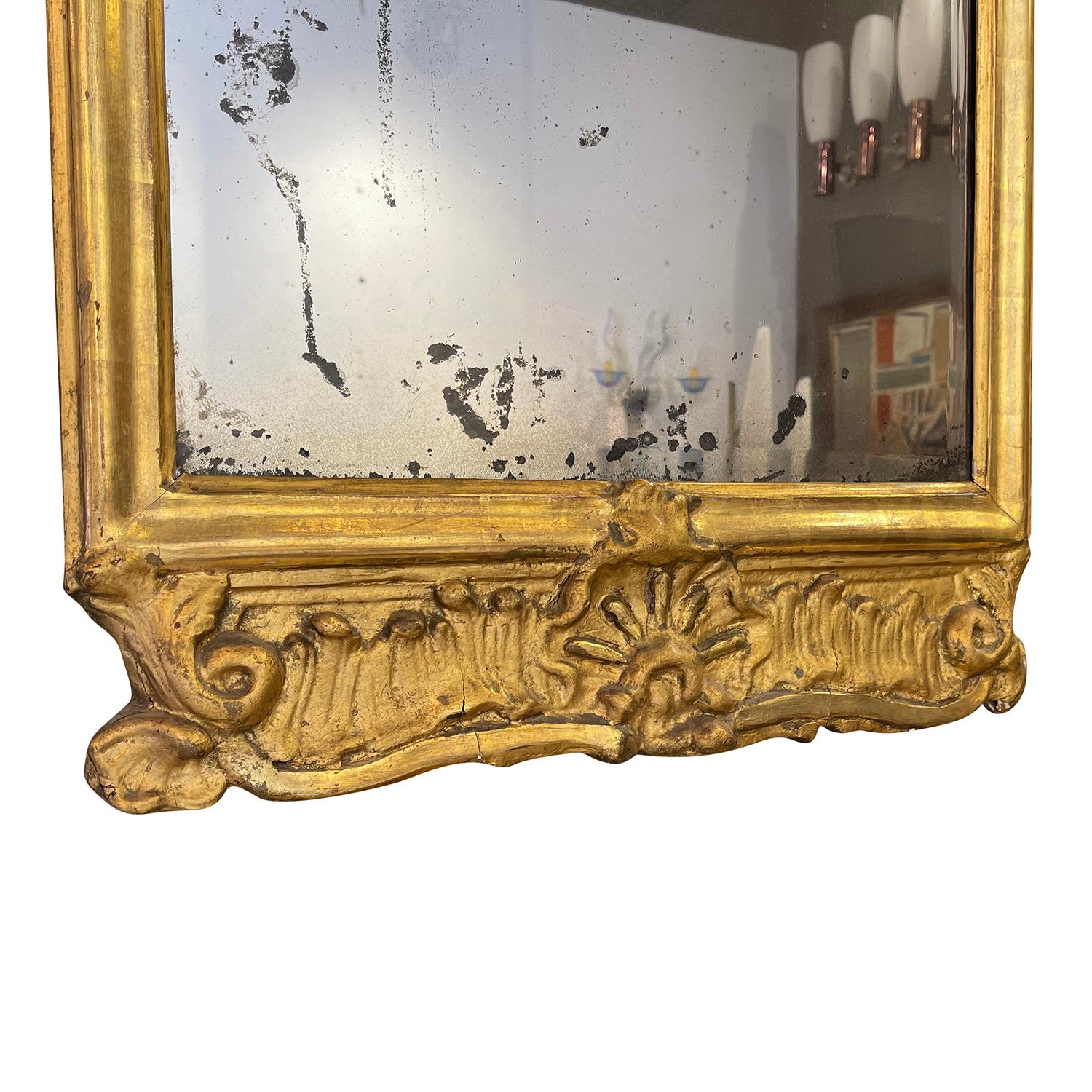 18th Century Gold French Antique Gilded Rococo Wall Glass Mirror 1