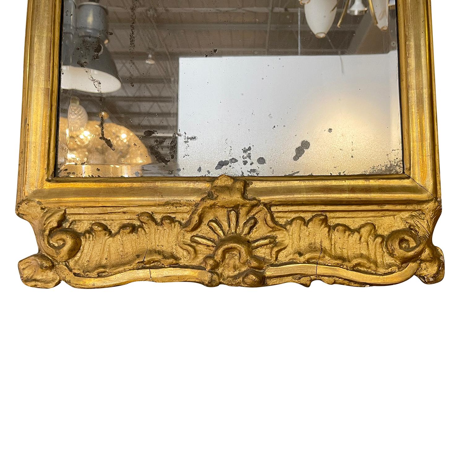 18th Century Gold French Antique Gilded Rococo Wall Glass Mirror 2