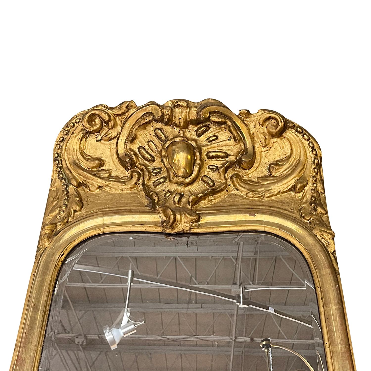Giltwood 18th Century Gold French Antique Gilded Rococo Wall Glass Mirror