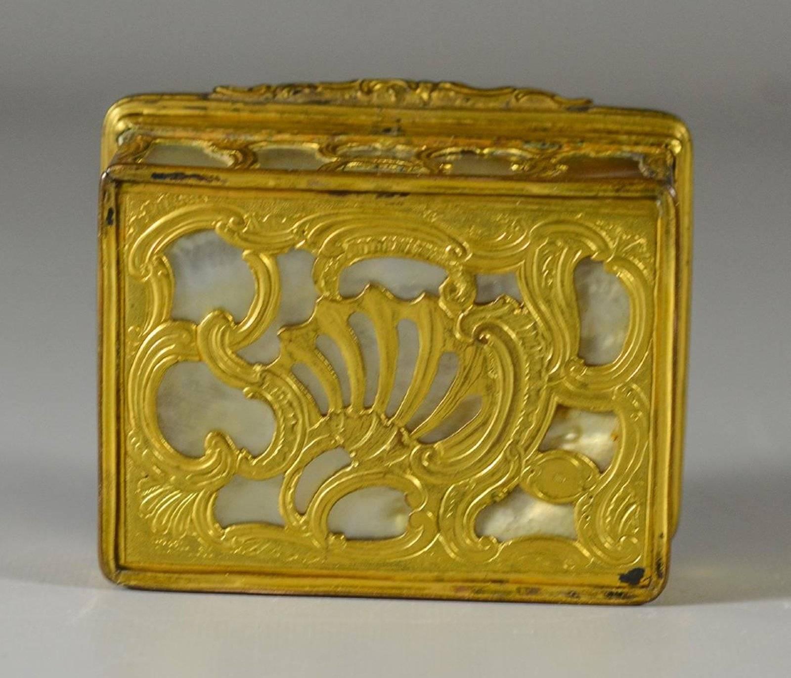 18th Century French Gilt Bronze and Mother-of-Pearl Snuff Box 1