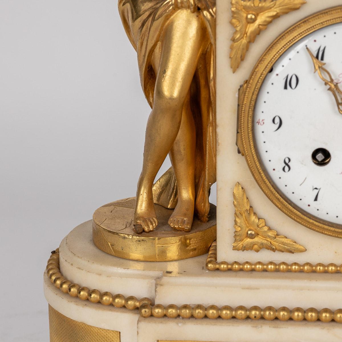 18th Century French Gilt Bronze & Marble Clock By Rouvière A Paris c.1780 For Sale 4