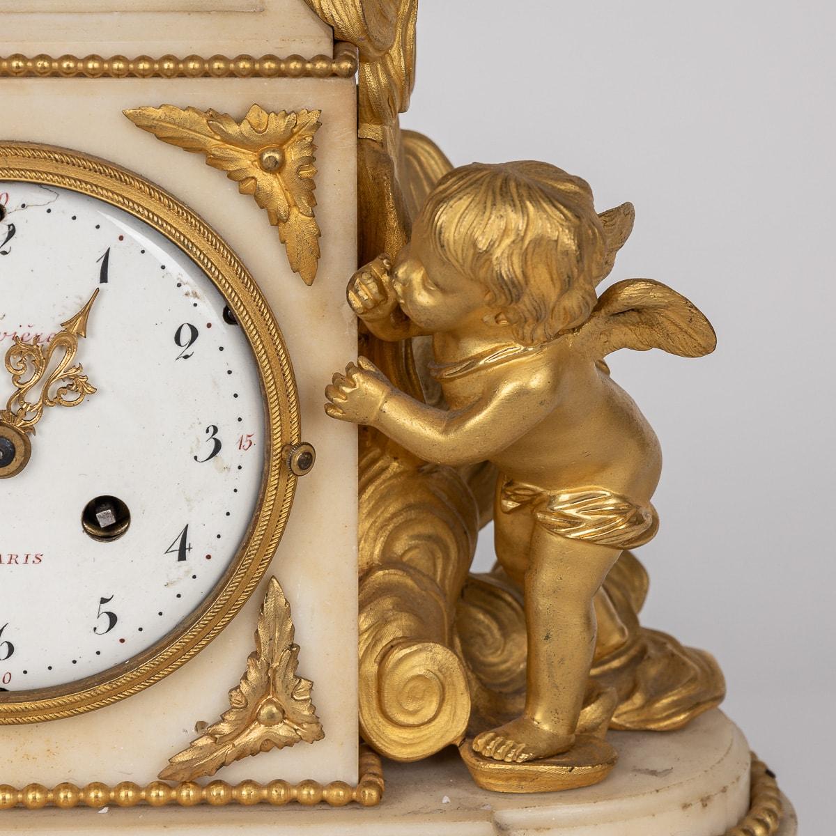 18th Century French Gilt Bronze & Marble Clock By Rouvière A Paris c.1780 For Sale 5