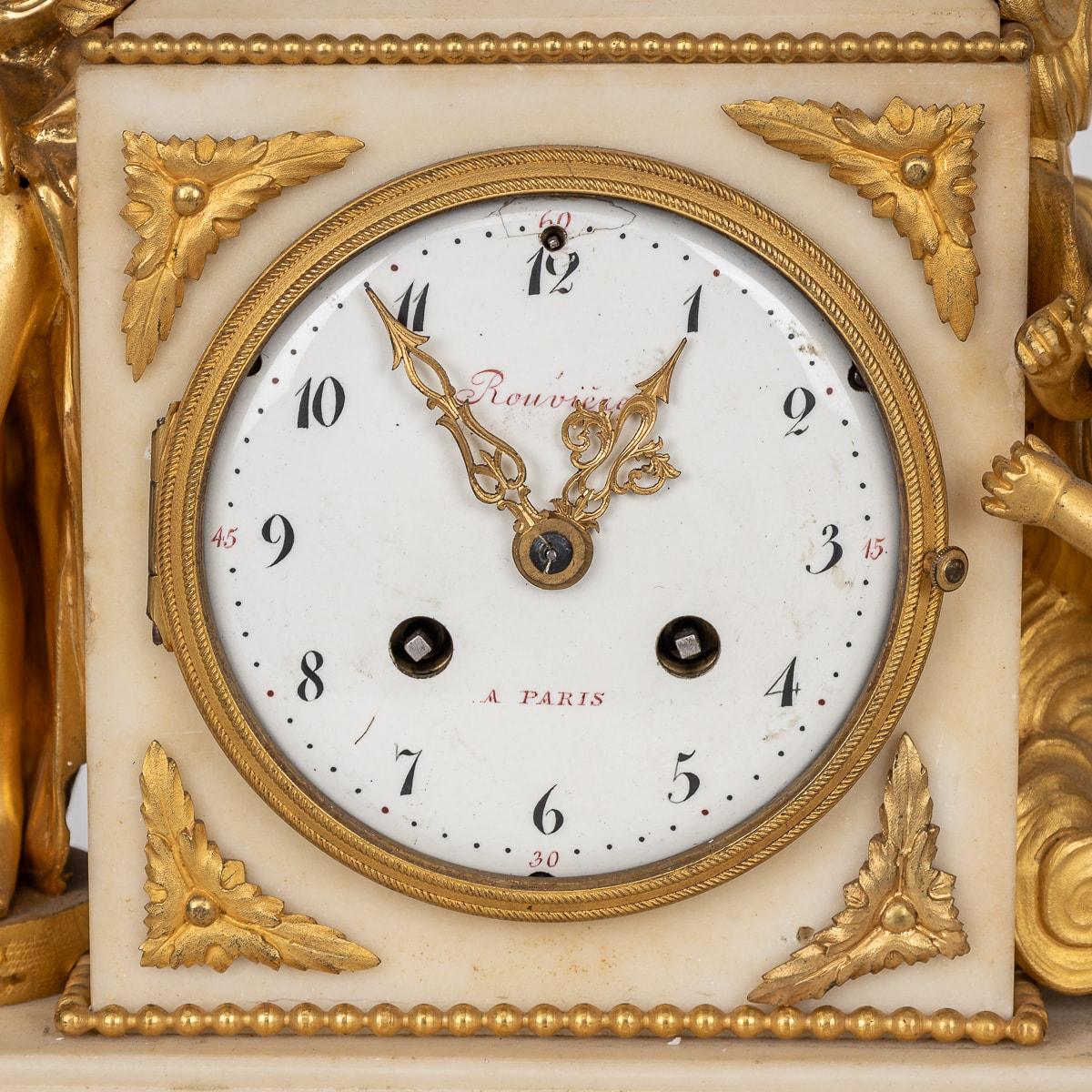 Ormolu 18th Century French Gilt Bronze & Marble Clock By Rouvière A Paris c.1780 For Sale