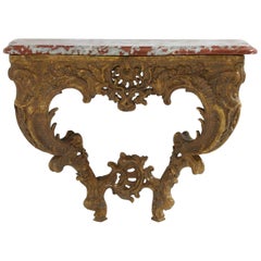 18th Century French Gilt Console with Marble Top